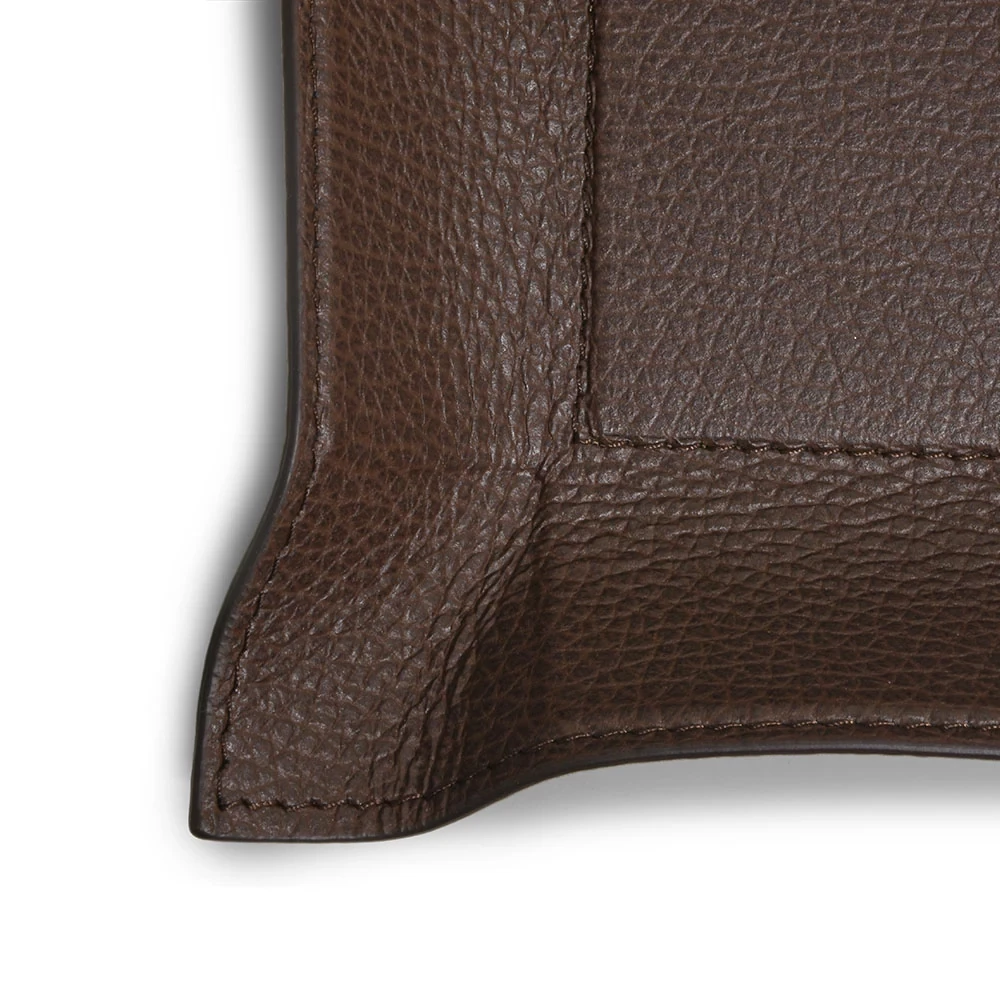 Valet tray rectangular, deer leather, 21 x 15 cm, mocha