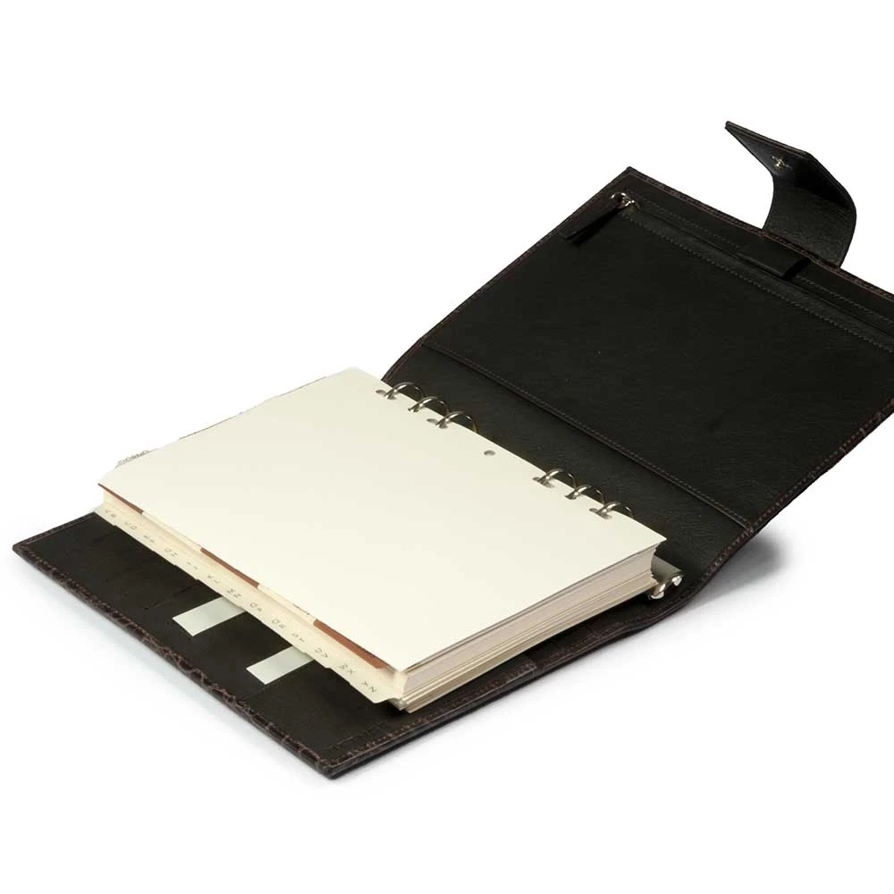 System Planner, alligator-embossed leather, brown