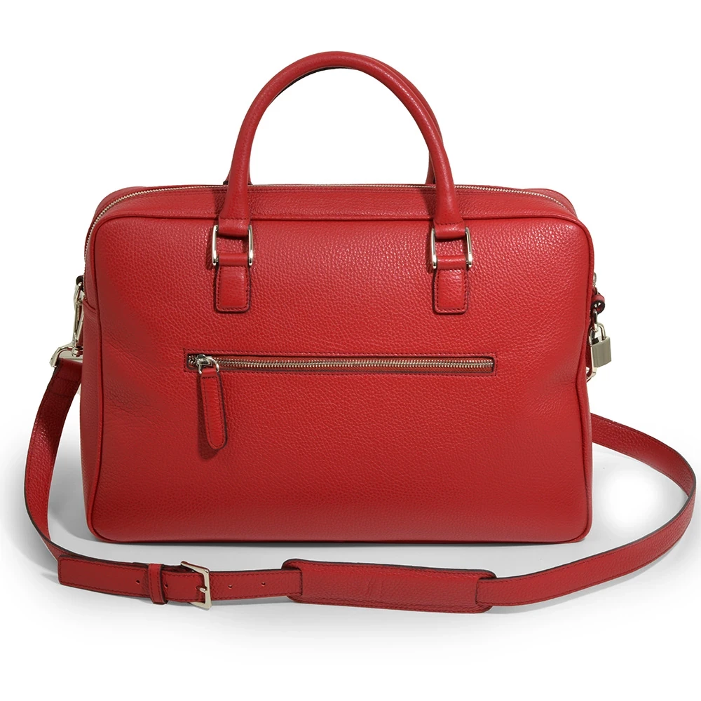 Briefcase Adri, leather, dark  red