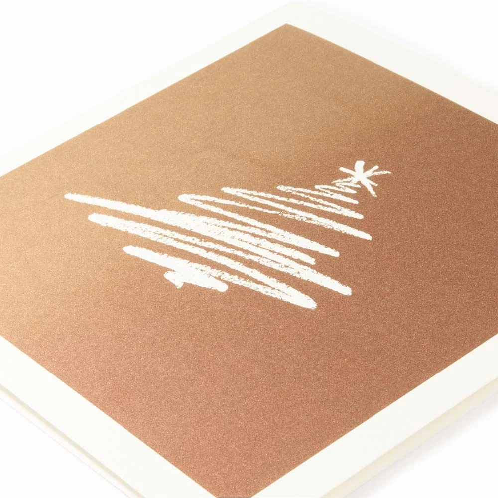 Christmas card fir tree drawing bronze