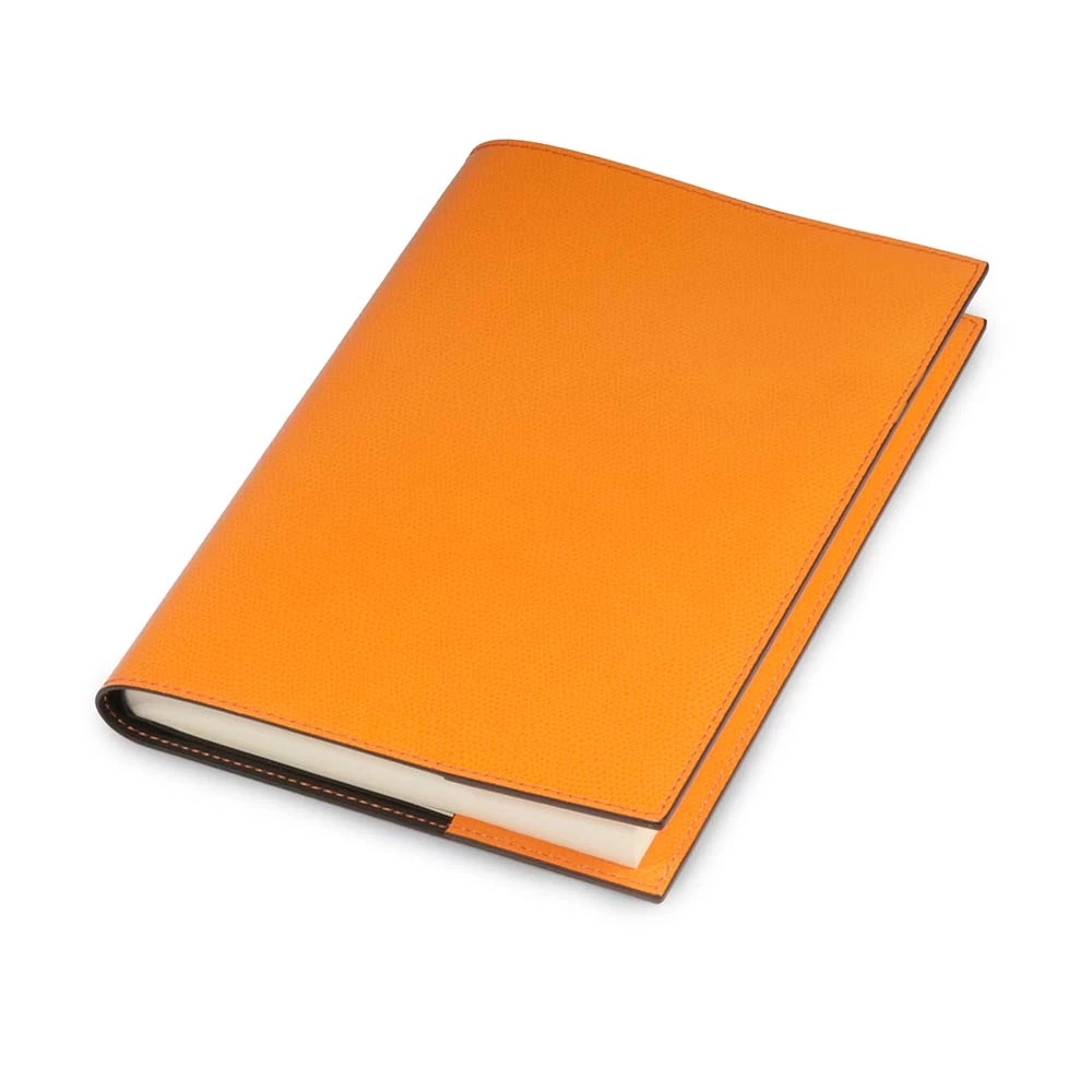 Book cover for DIN A5 books, leather, orange