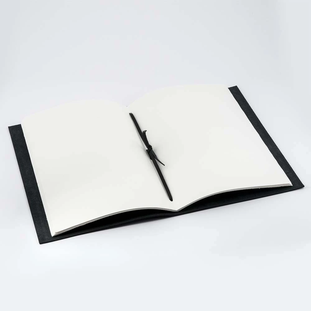 Guest Book, 48 pages, laid paper, leather, A4, black