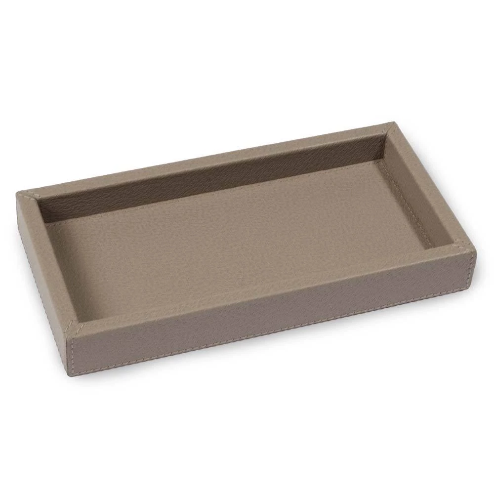 Leather tray, boar leather, 24 x 12 cm, taupe