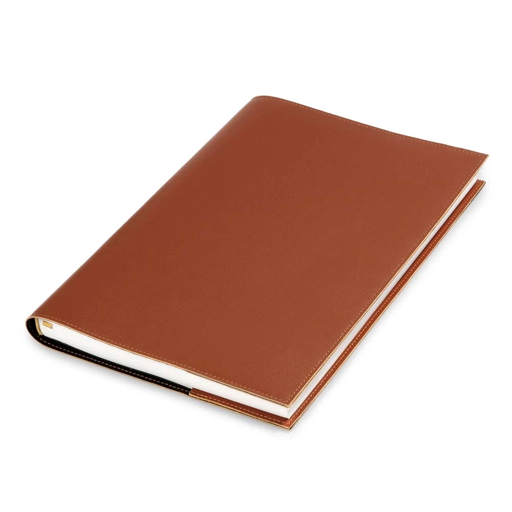 Book cover for DIN A4 books, smooth leather, brandy