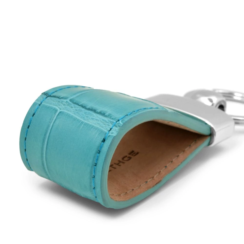Key Ring, alligator leather, sky blue