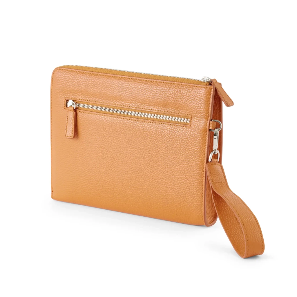 Adri Zip Pouch – Orange Leather