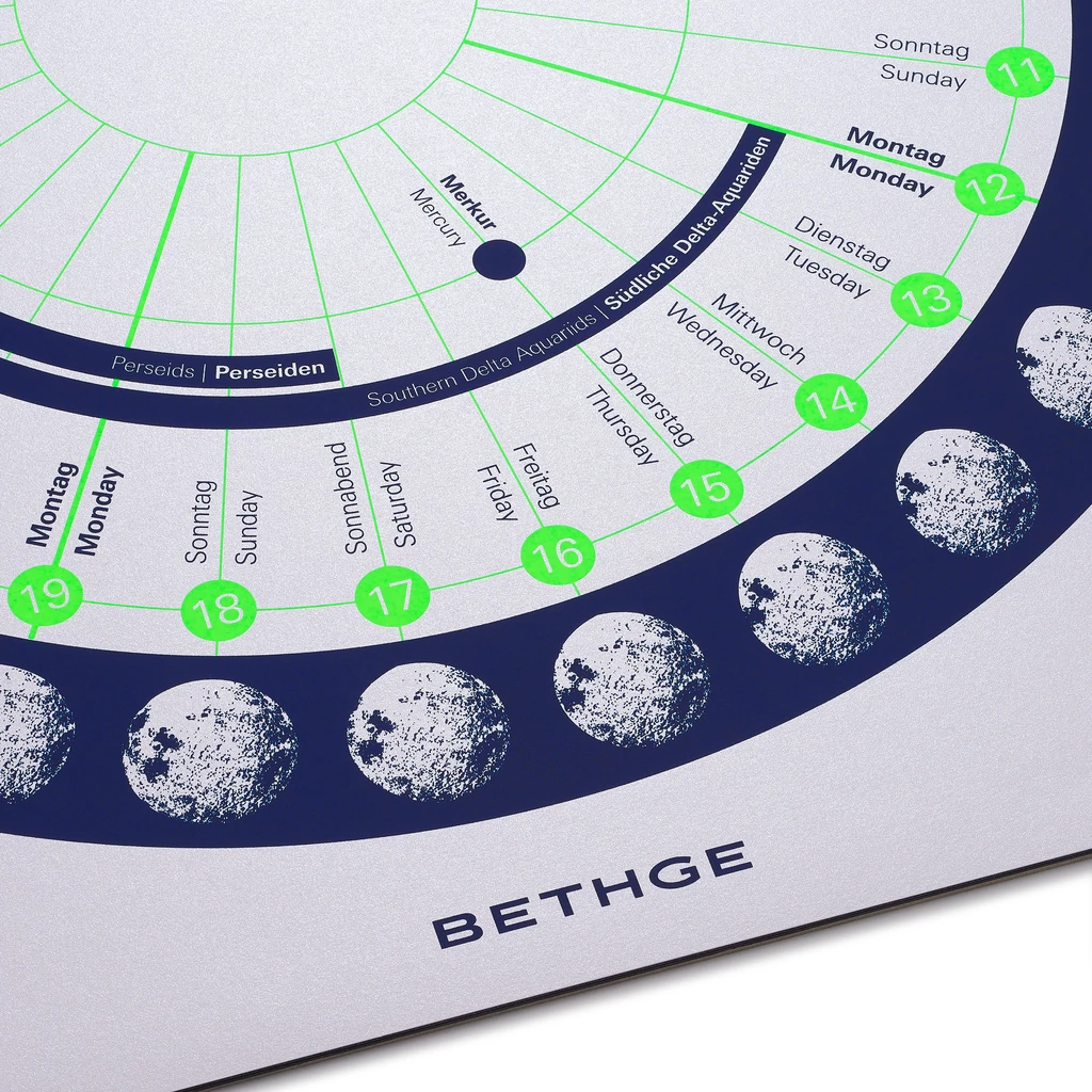Wall calendar 2027 – Moon Phases, screen print 