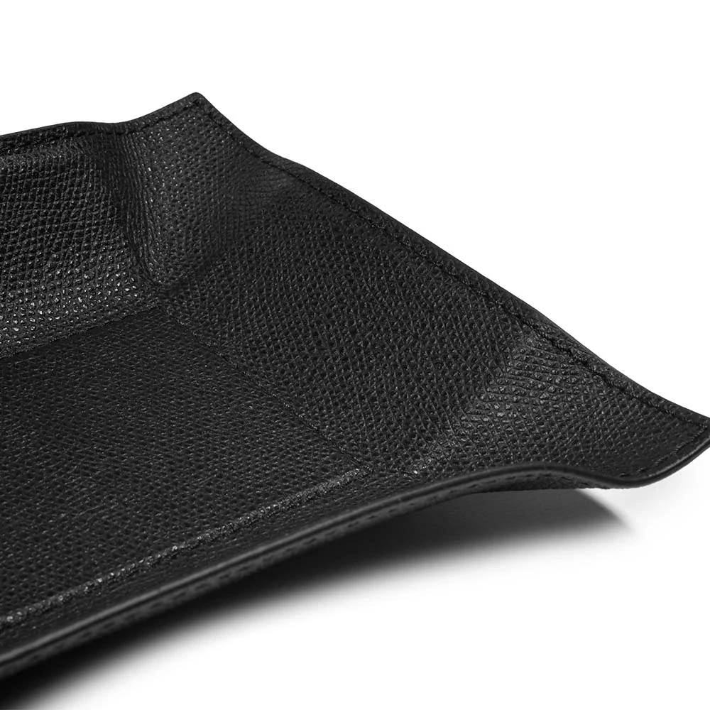 Valet tray rectangular, leather, 21 x 15 cm, black