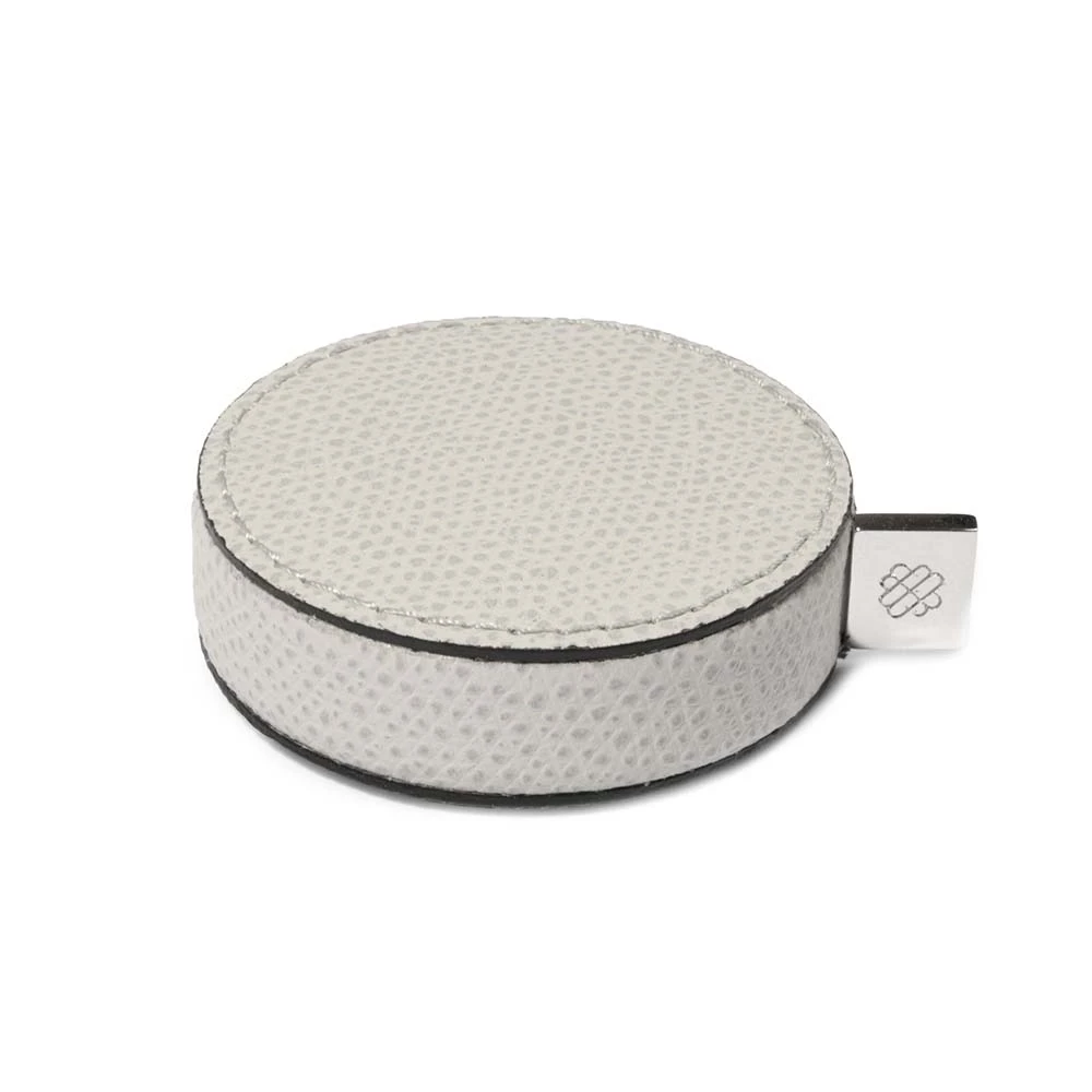 Tape measure, leather, length 150 cm, light grey