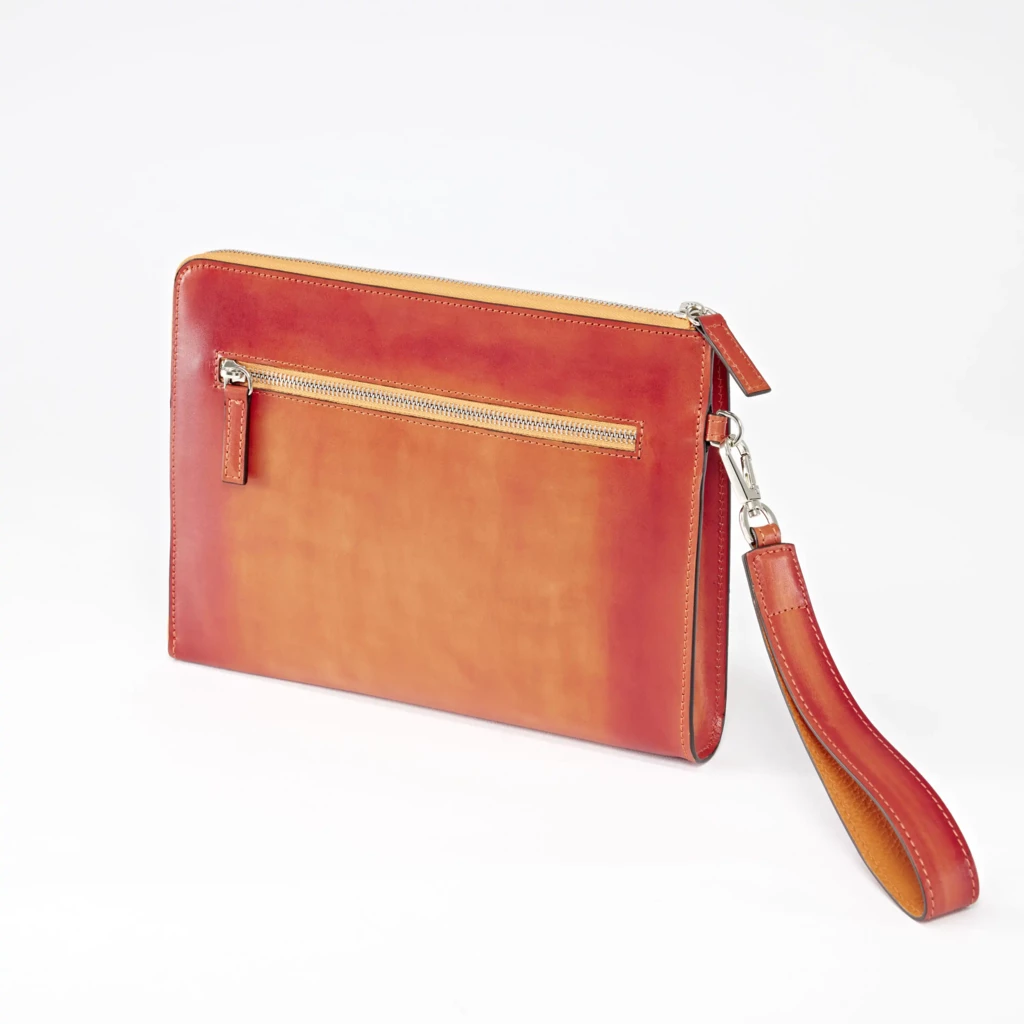Zipped Pouch Porto Cervo, leather, orange