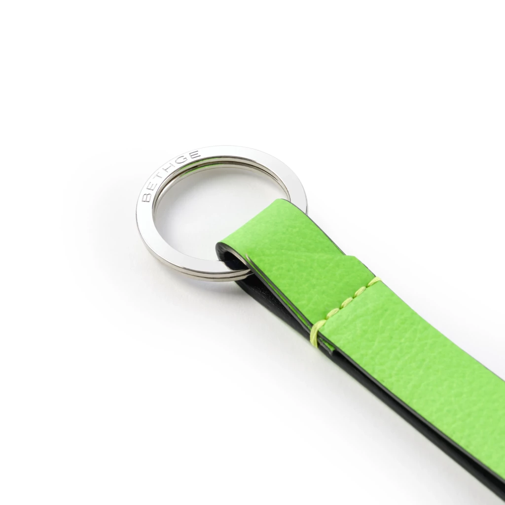 Key ring, leather, neon green