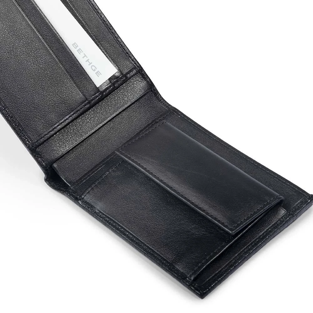 Wallet with Coin Pocket, leather Granbury, black