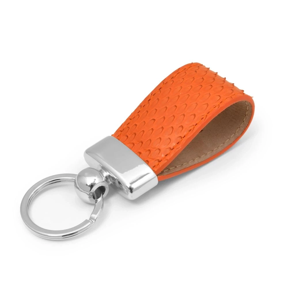 Key Ring, python leather, orange