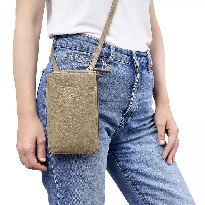Adri Leather Crossbody Bag – Taupe