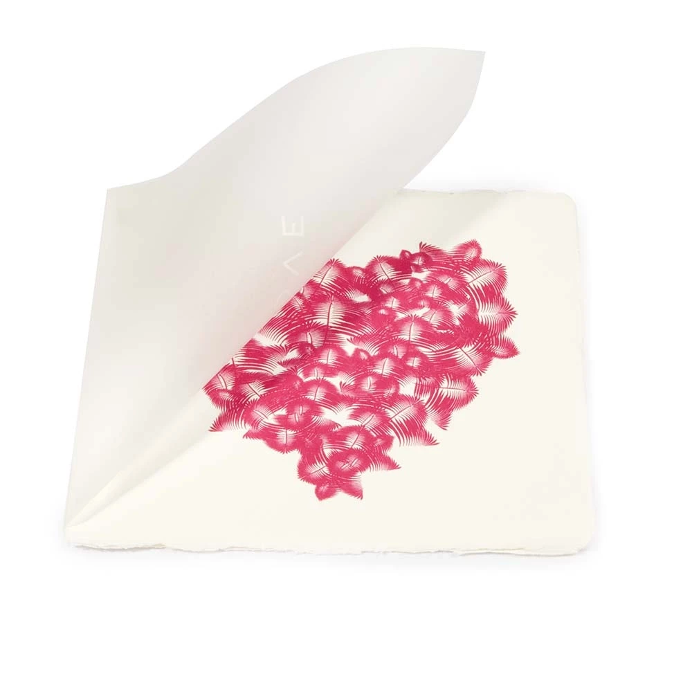 Pink Feather Heart Deckle-Edge Greeting Card