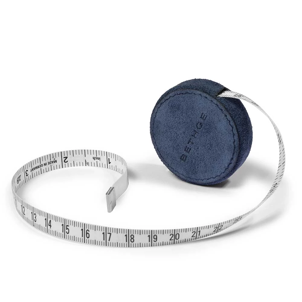 Tape measure, suede leather, length 150 cm, royal blue