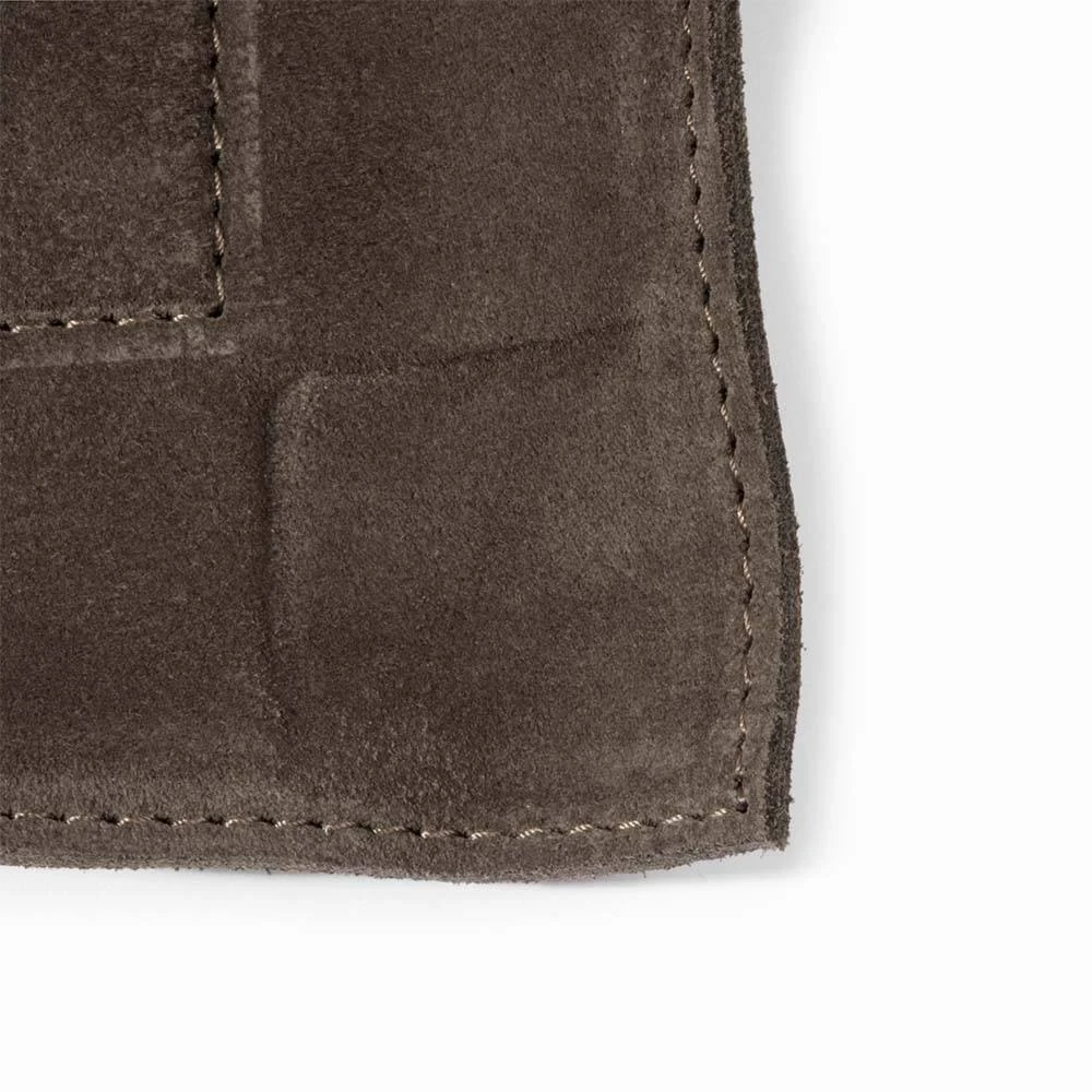 Valet tray rectangular, suede leather, 21 x 15 cm, lava