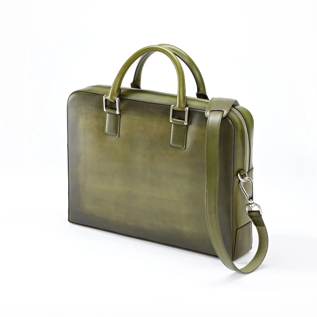 Briefcase Porto Cervo, leather, olive green