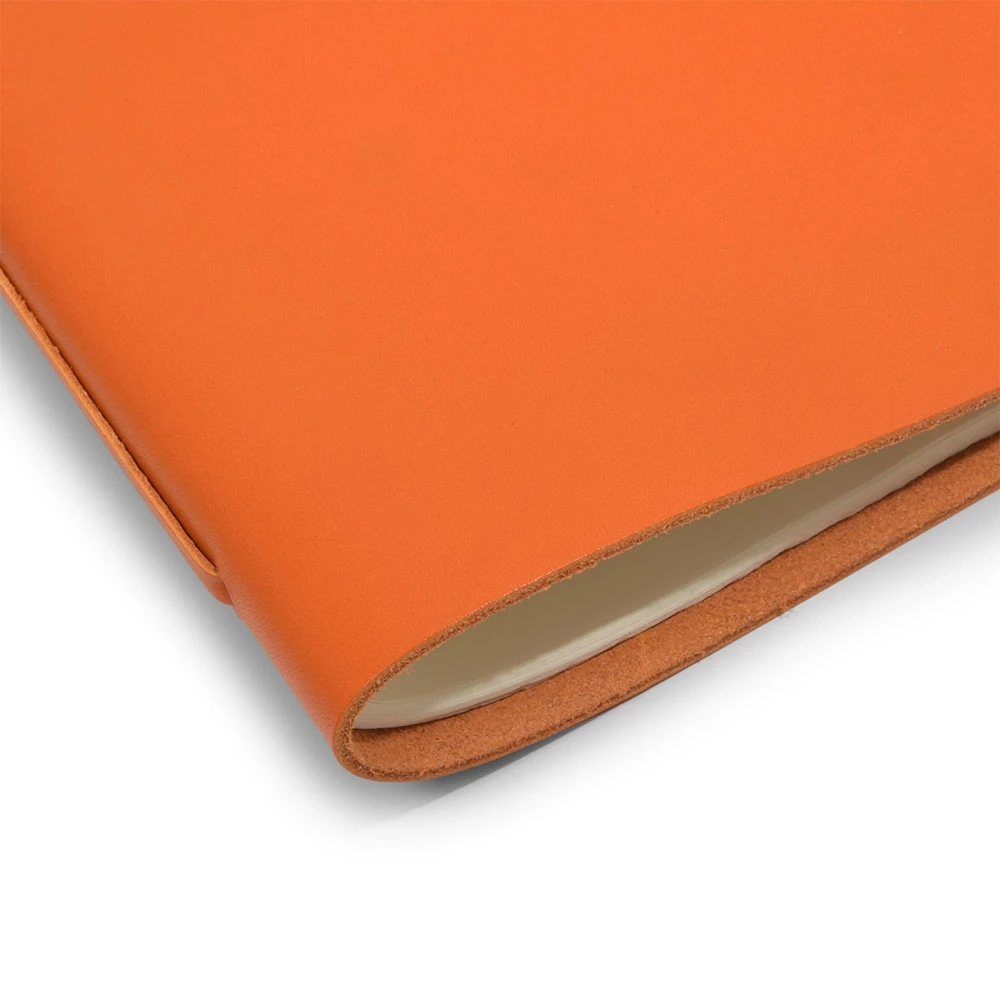 Guest Book, 48 pages, laid paper, leather, A4, orange