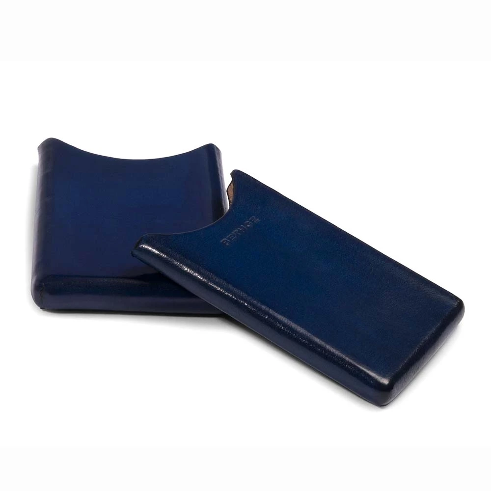 Business Card Holder, leather, 6.5x10 cm, dark blue
