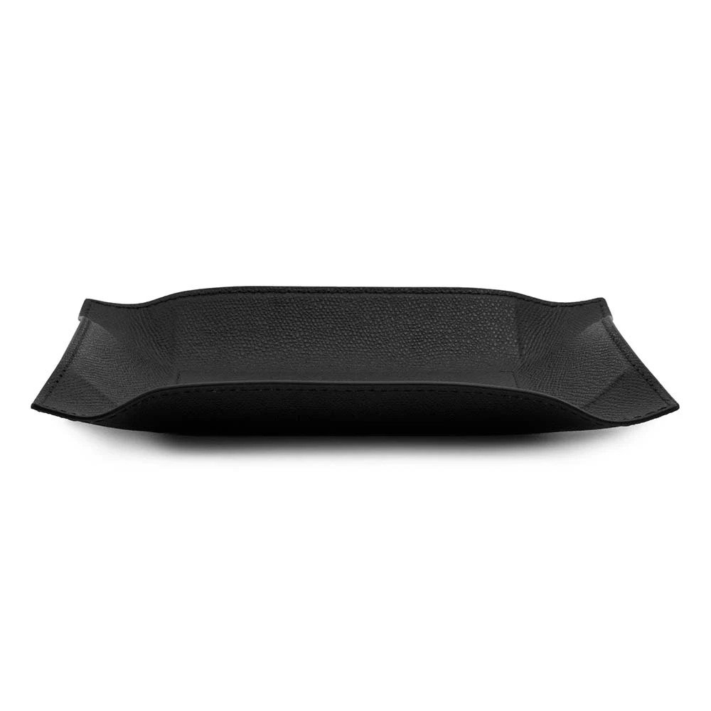 Valet tray rectangular, leather, 21 x 15 cm, black