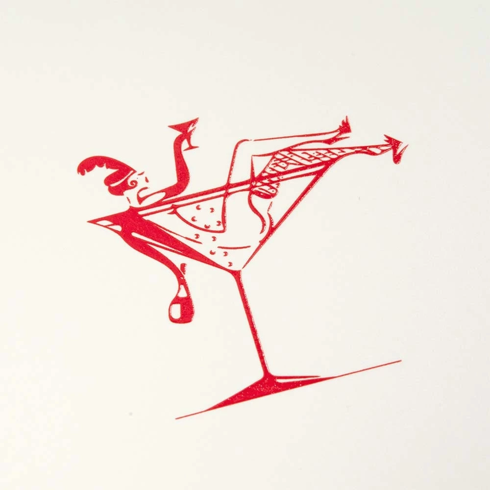 Greeting card lady in champagne red