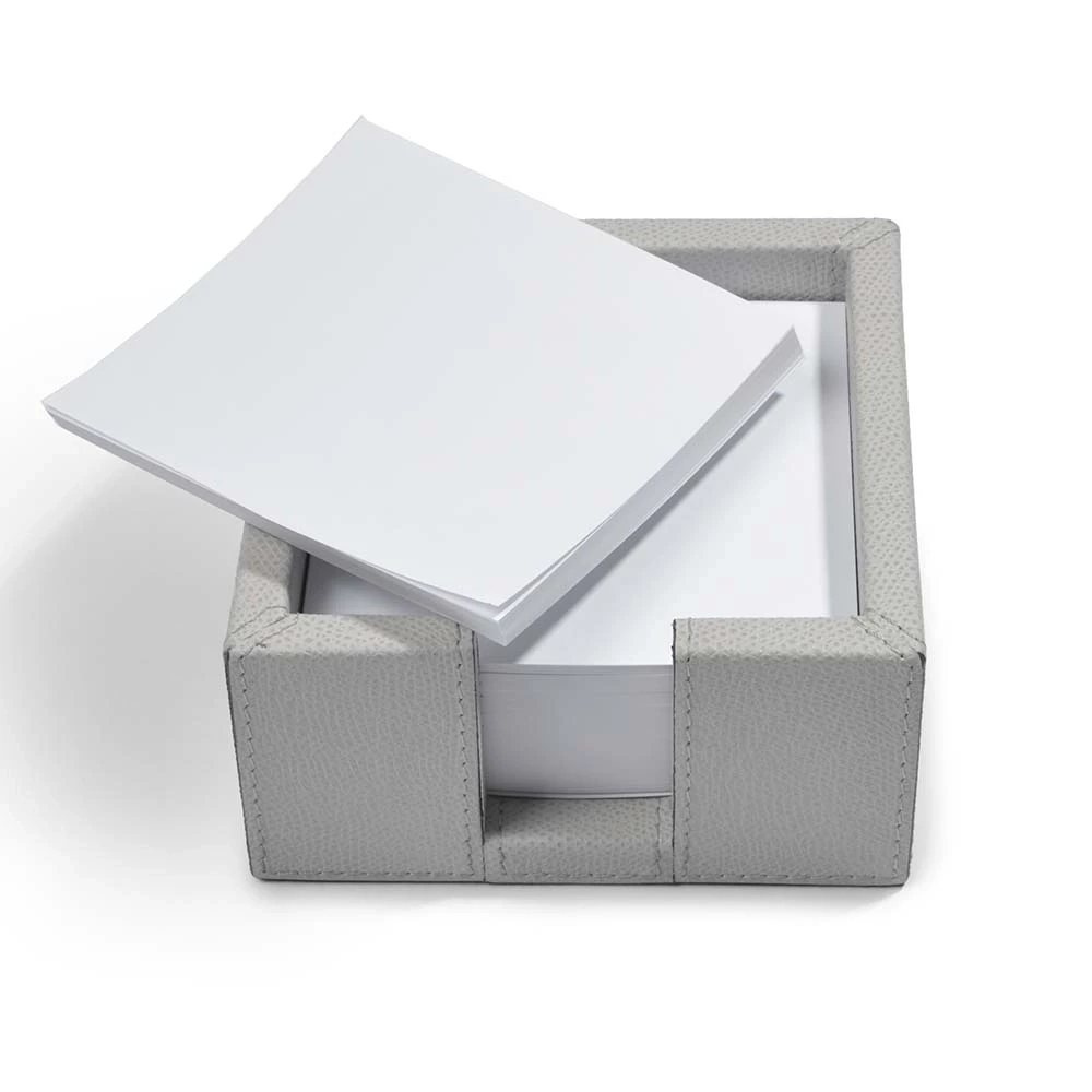 Note Box, leather, square, light grey