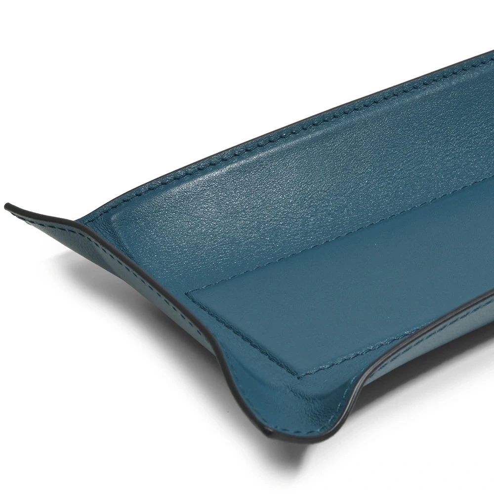 Valet tray rectangular, nappa leather, 32 x 13 cm, petrol