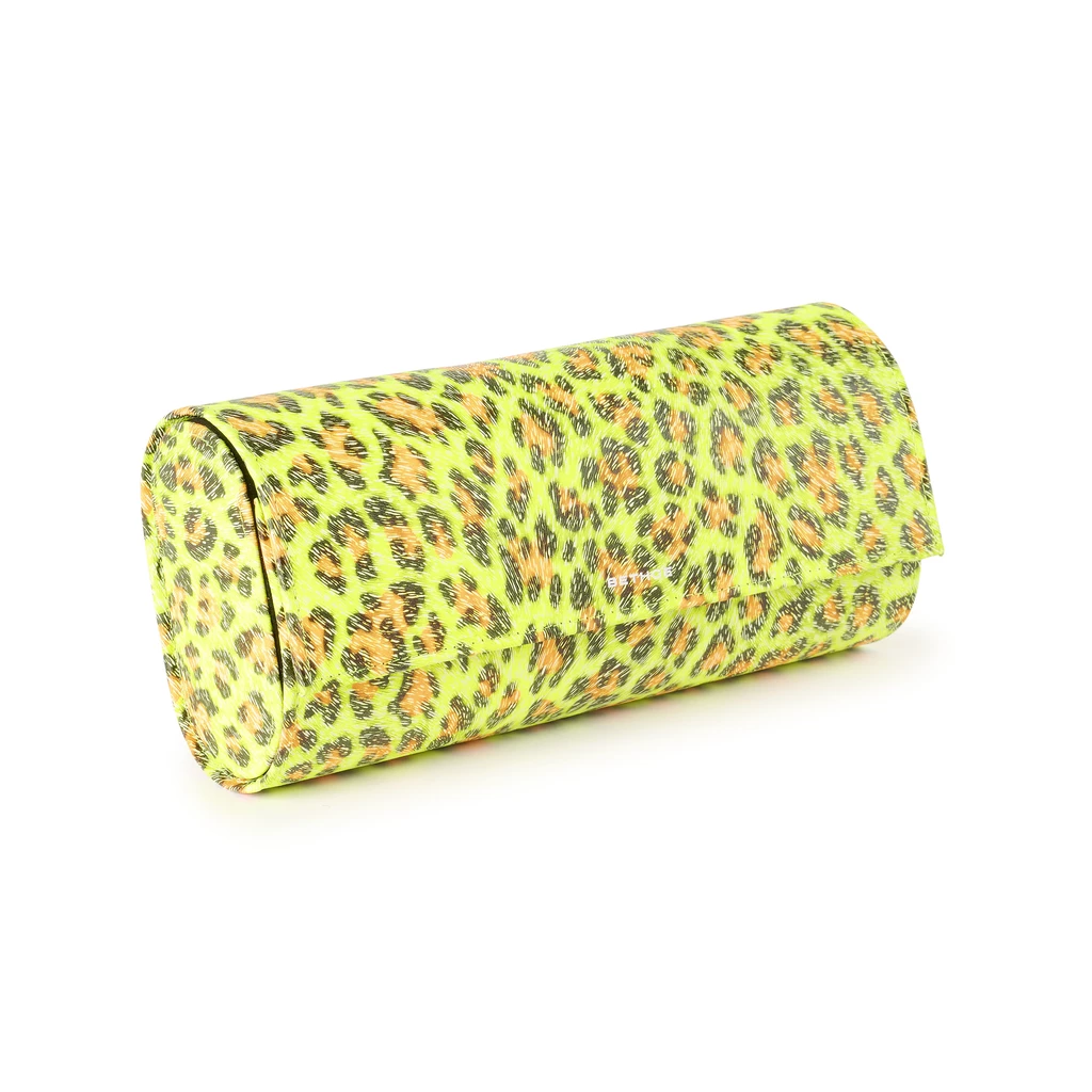 Leather Watch Roll for 3 Watches – Neon Leopard