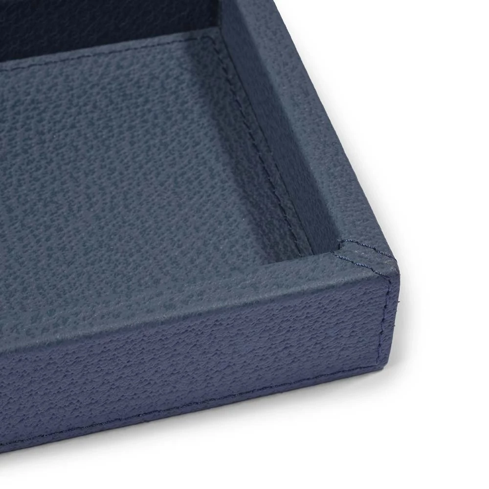 Leather tray, boar leather, 24 x 12 cm, dark blue