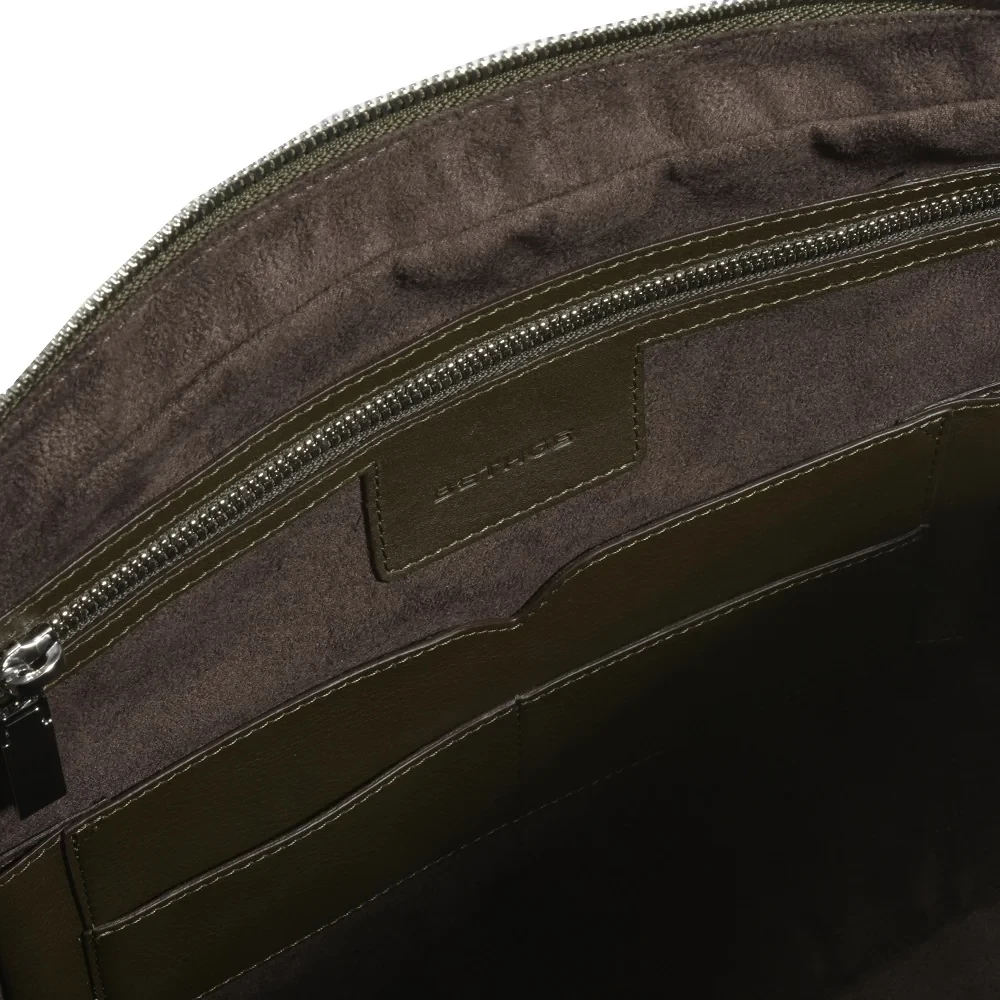 Briefcase, python leather, olive green