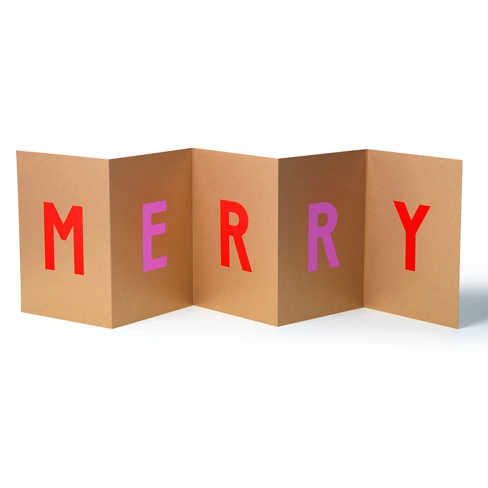 Christmas card MERRY XMAS fanfold