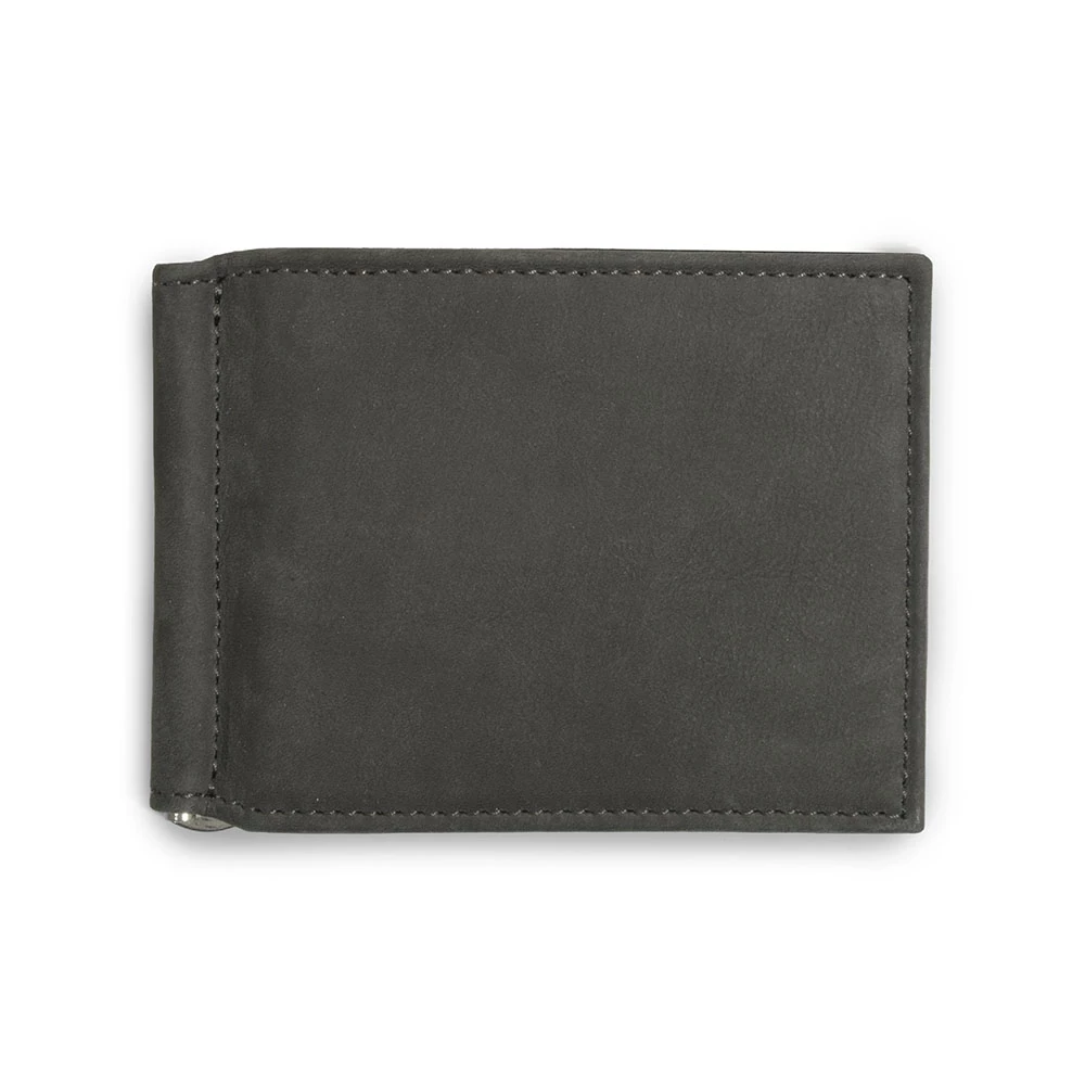 Wallet with Money Clip, 6 cc,  leather wash, dark grey