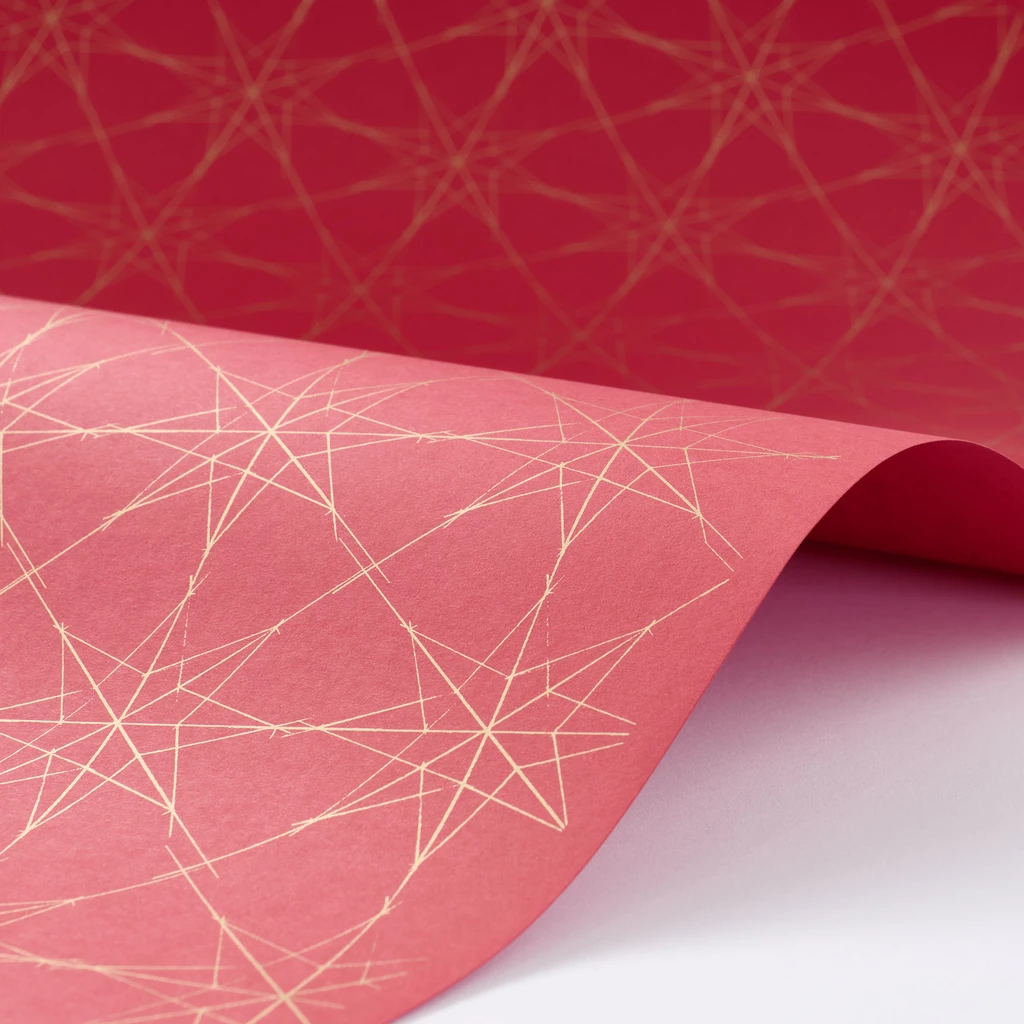 Wrapping paper starlines red 50 x 70 cm, 3 sheets