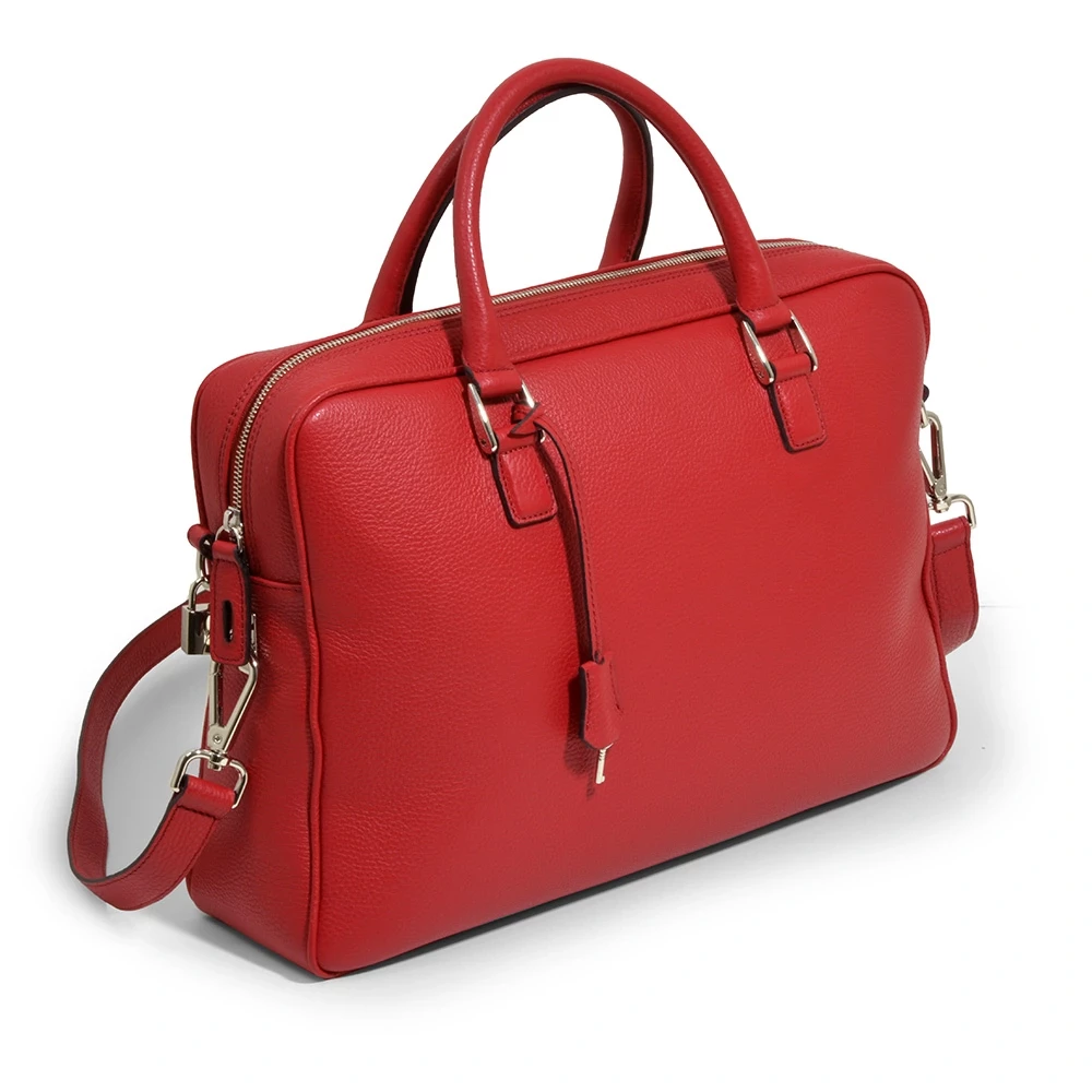 Briefcase Adri, leather, dark  red