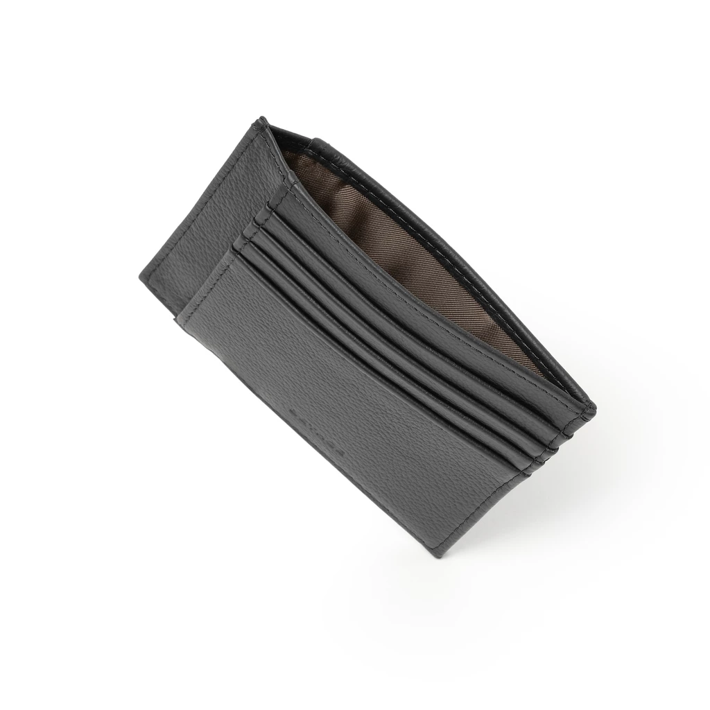 Card Holder, 8 Card Slots (8 CC), 1977 Collection, Black with Brown Lining