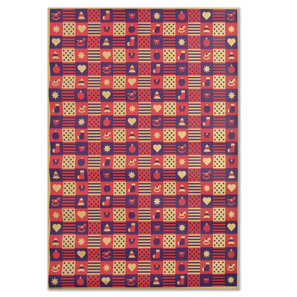 Wrapping paper christmas squares red, 50 x 70 cm, 3 sheets