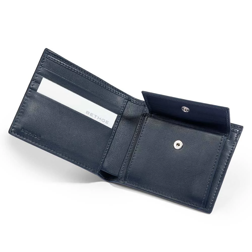 Wallet with Coin Pocket, stingray leather, dark blue