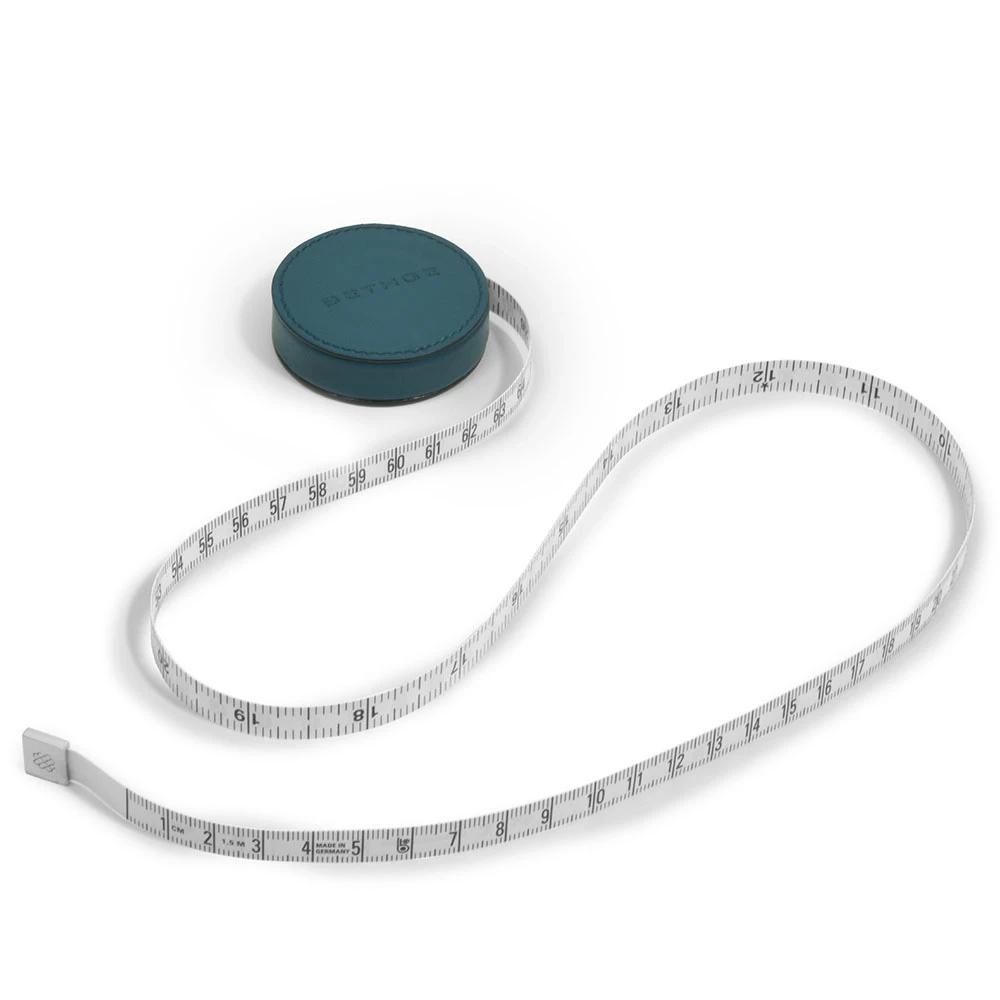 Measuring tape, nappa leather, length 150 cm, petrol
