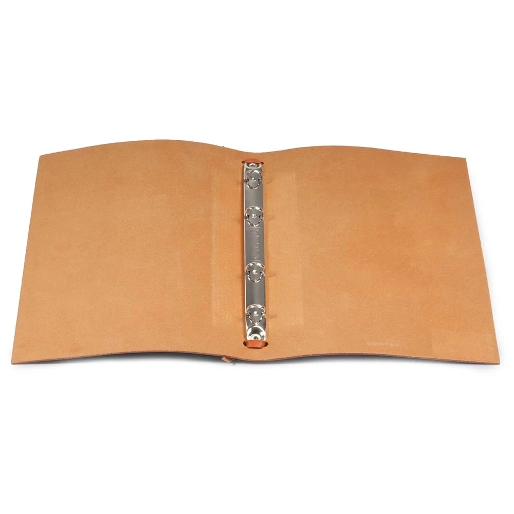 Ring Binder, A5, 4-ring mechanism, leather, orange
