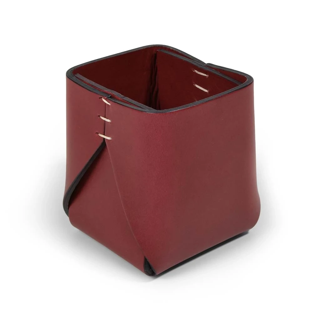 Pen Holder Stitch, leather, square, burgundy