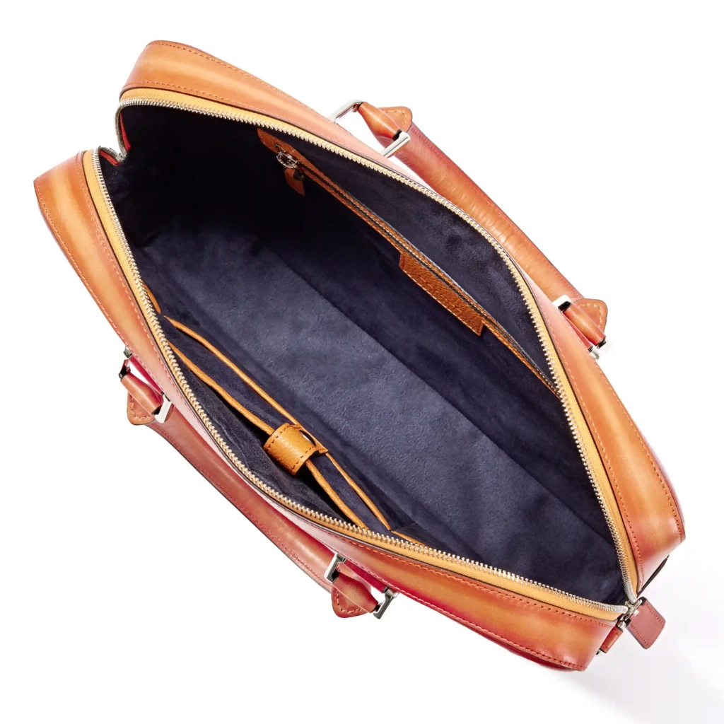Briefcase Porto Cervo, leather, orange