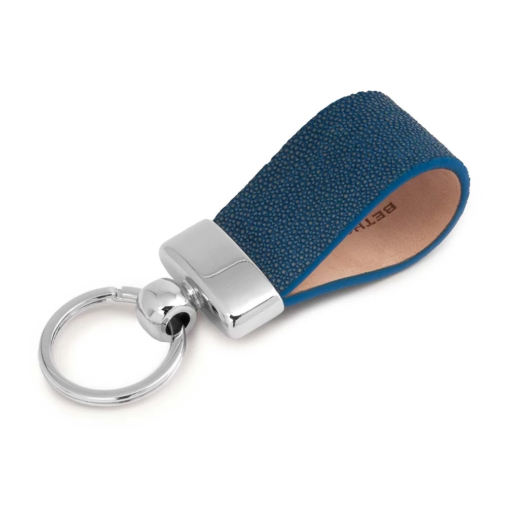 Key Ring, stingray leather, blue
