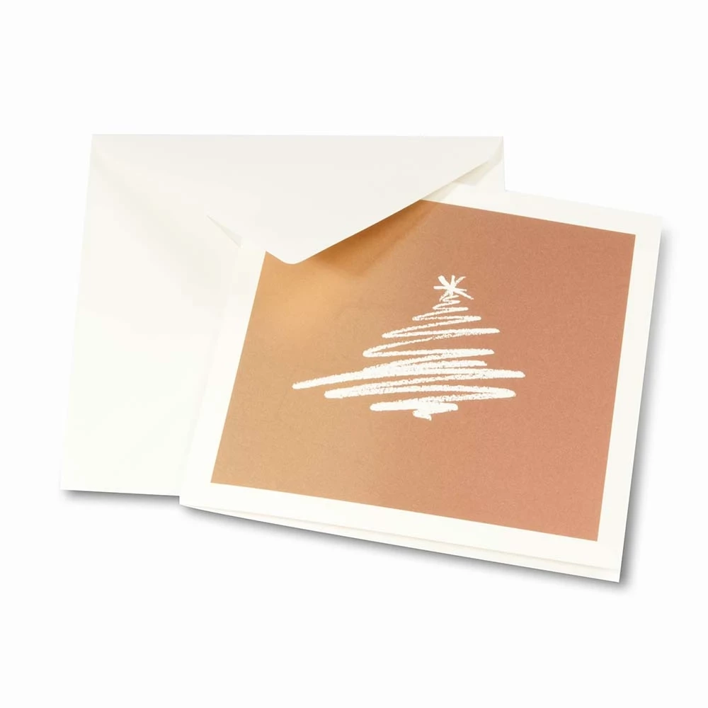 Christmas card fir tree drawing bronze