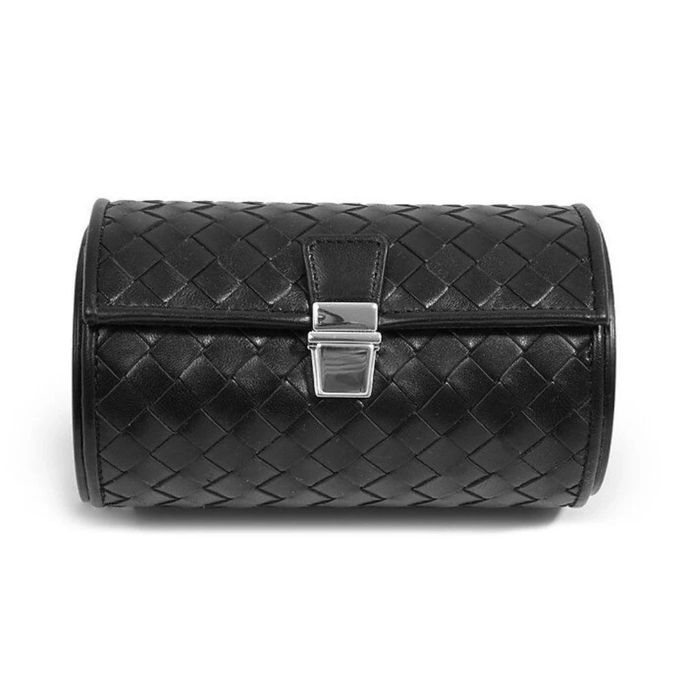 Watch Roll Case for 2 Watches, leather Quattro, black