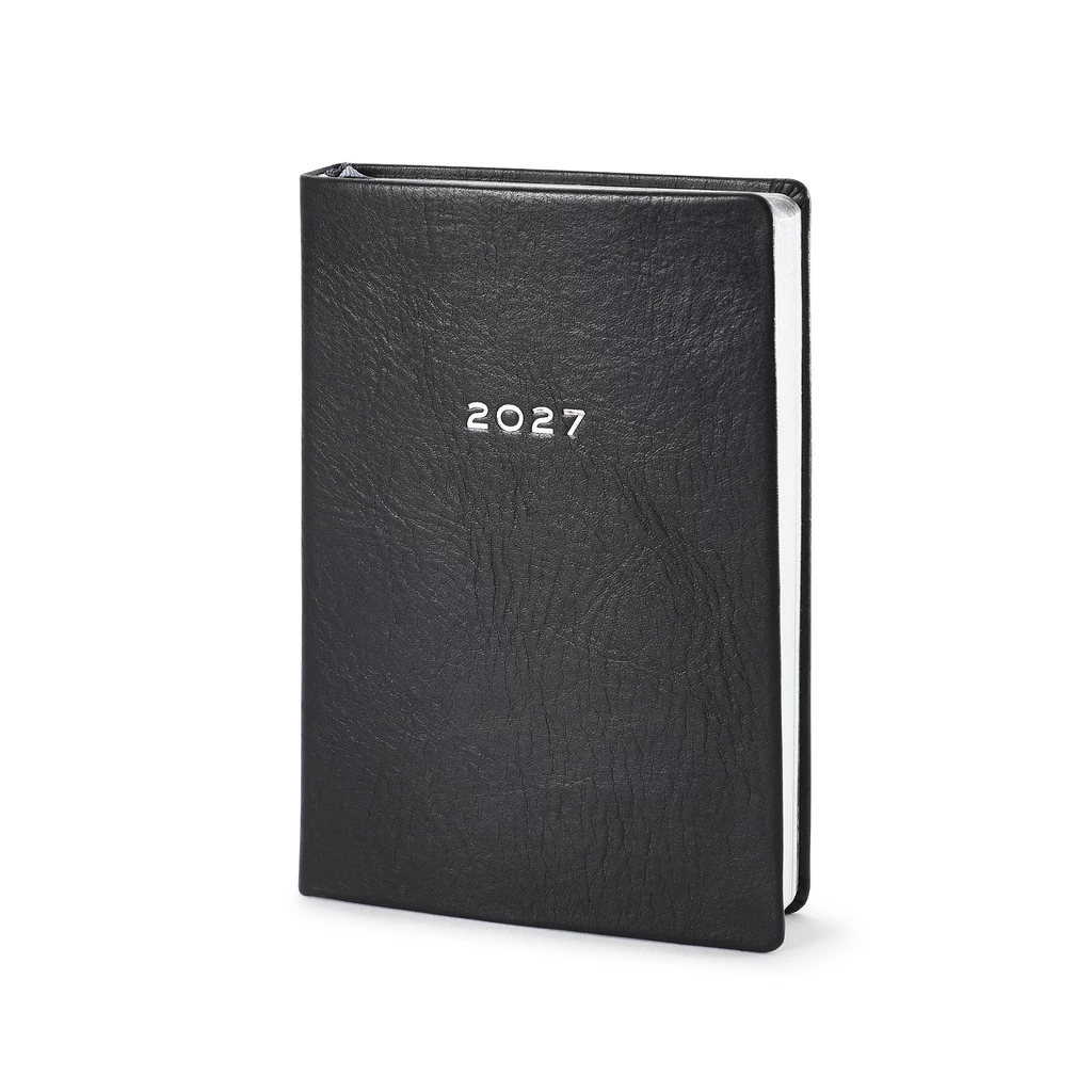 Pocket Daily Planner 2027 - One Day Per Page - Cowhide Leather - Verona Brown - 9.5 x 13 c