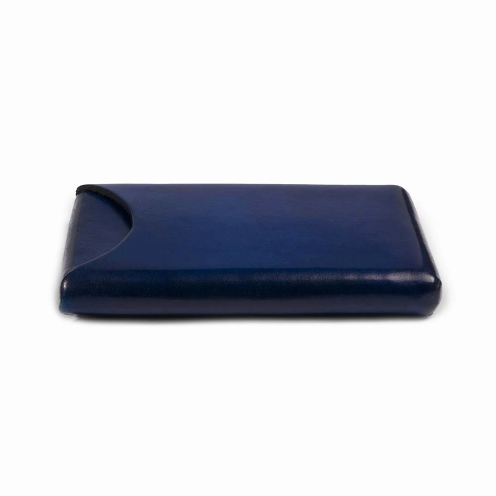 Business Card Holder, leather, 6.5x10 cm, dark blue