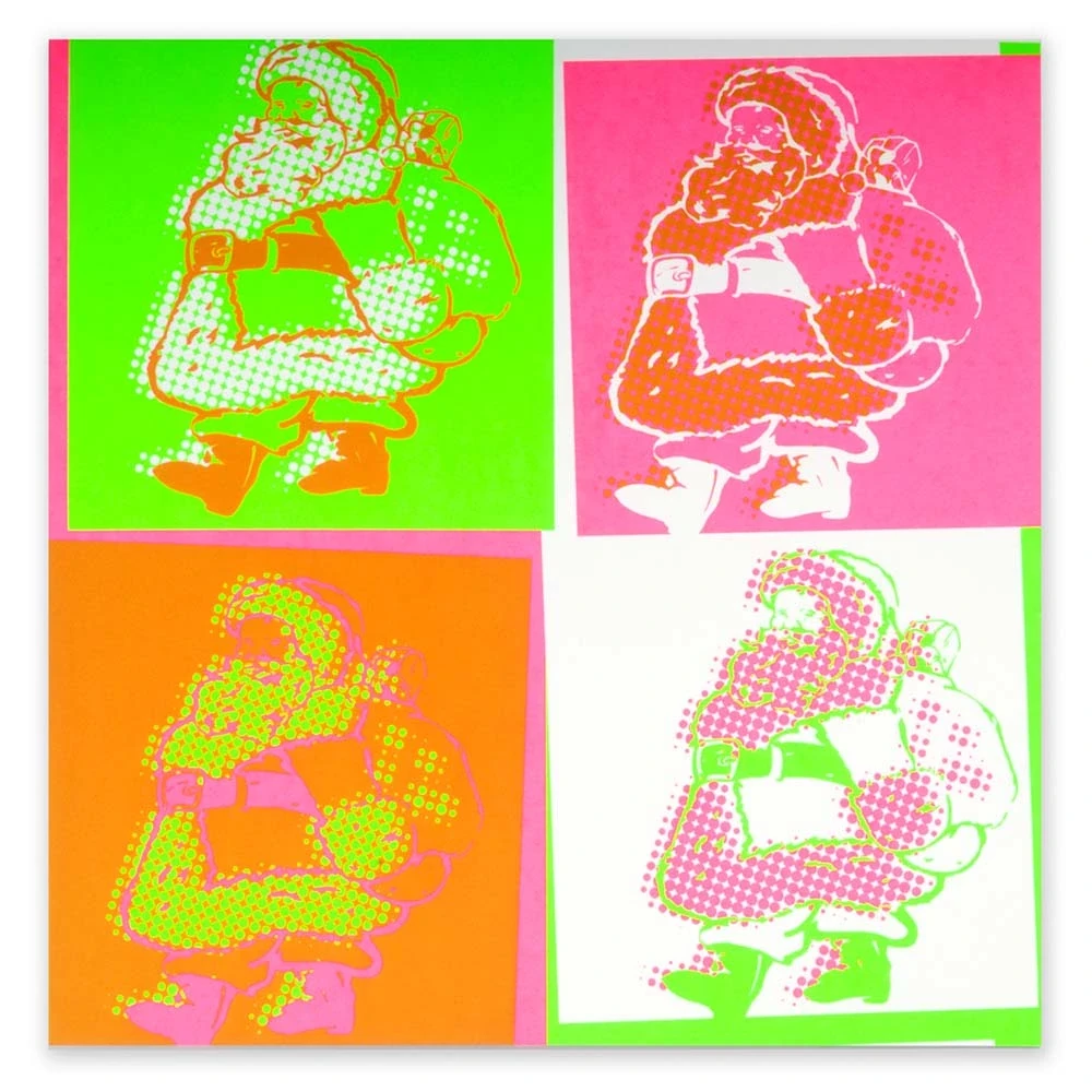 Christmas card little santa pop art neon