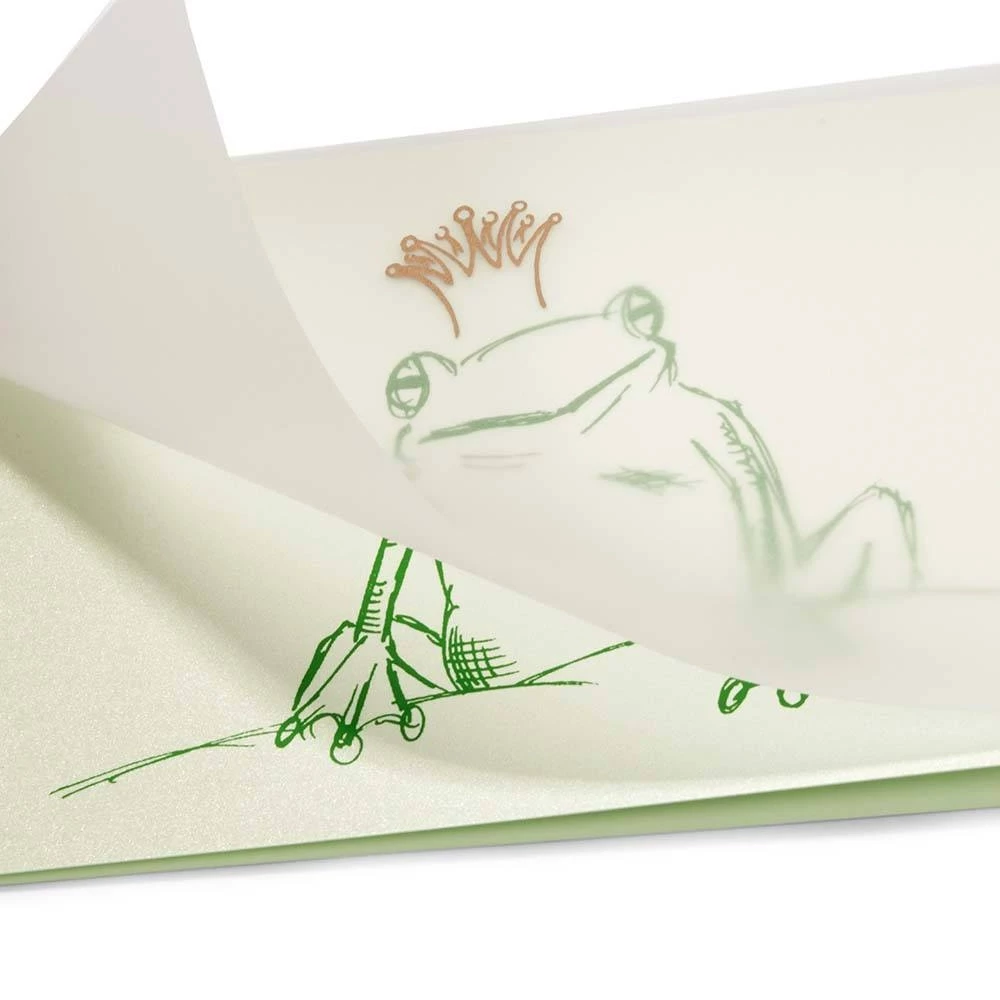Greeting card frog king green  crown gold