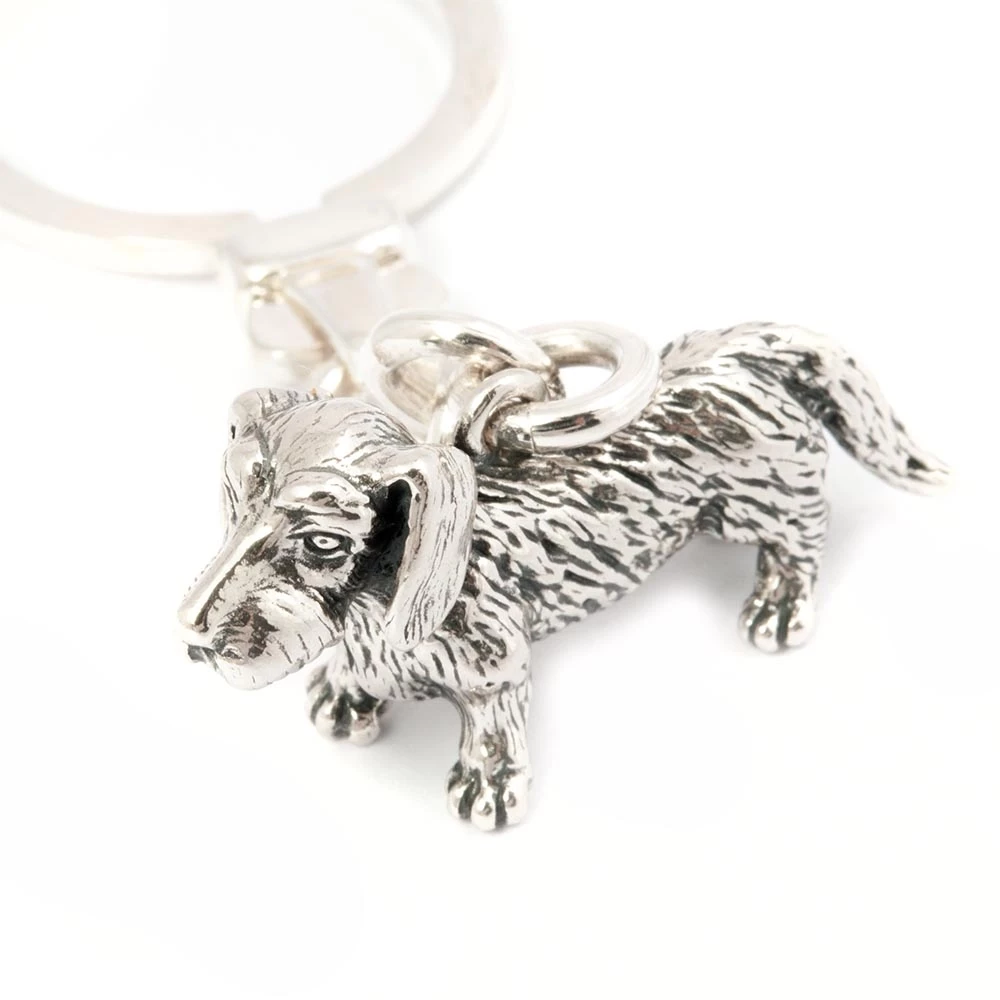 Key chain Dachshund, 925 sterling silver
